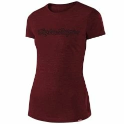 TLD - Troy Lee Designs Signature - T-shirt Pour Femmes - Mauve Chiné - Rouge Foncé